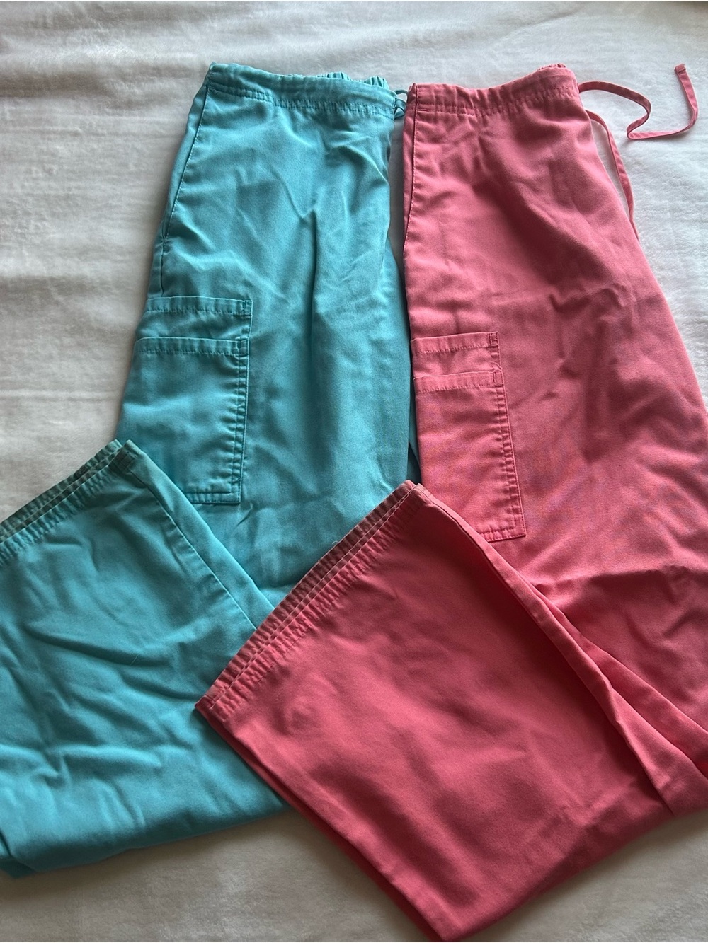 SB Scrubs 2 Medical Scrub Pants - Bright Aqua Tone and Peach Pink